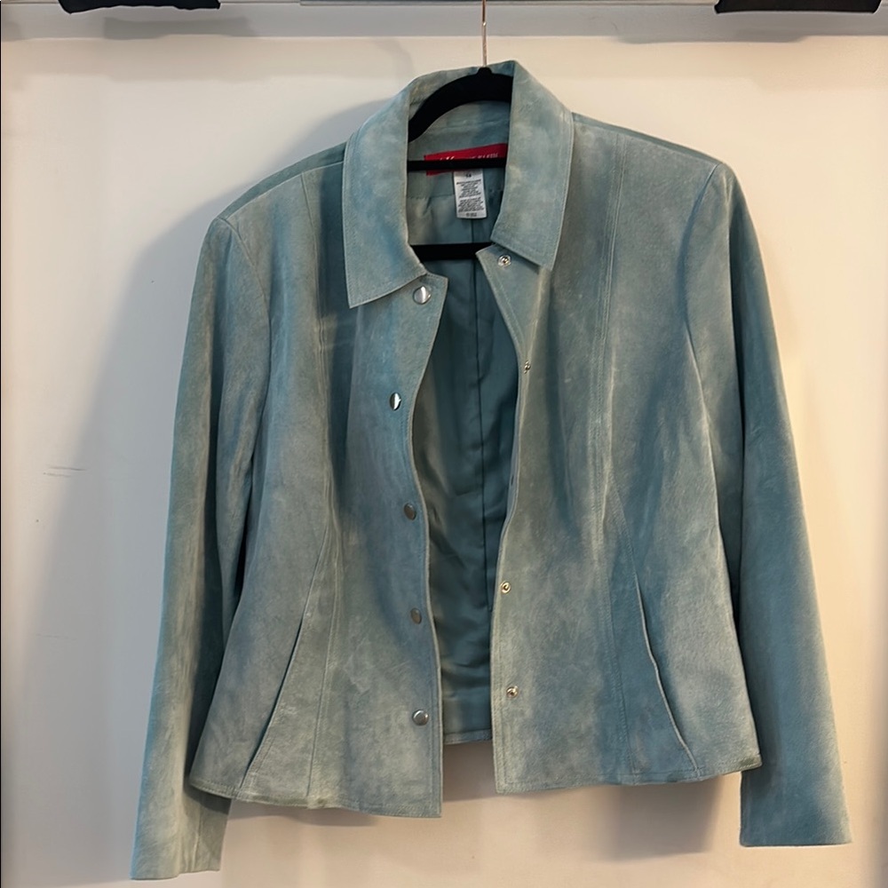 Anne Klein Blue Blazer Tailored Suede